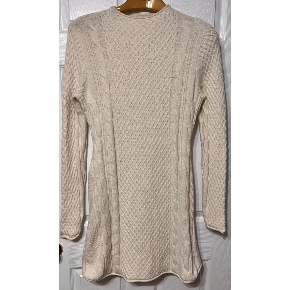 Treasure & Bond Womens Cream‎ Merino Wool Blend Cable Knit Sweater Dress L